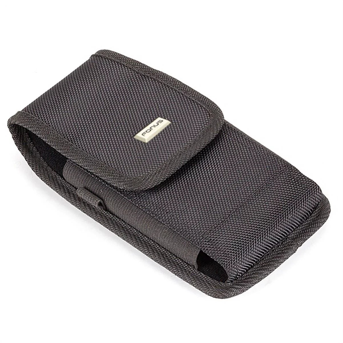 Rugged Durable Canvas Case Holster Metal Belt Clip w Black Type-C Retractable USB Cable Charger Power Wire Sync Y1G for ZTE Axon 9 Pro