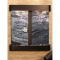 Aspen Falls Round Wall Fountain - Blackened Copper-Black Spider Marble