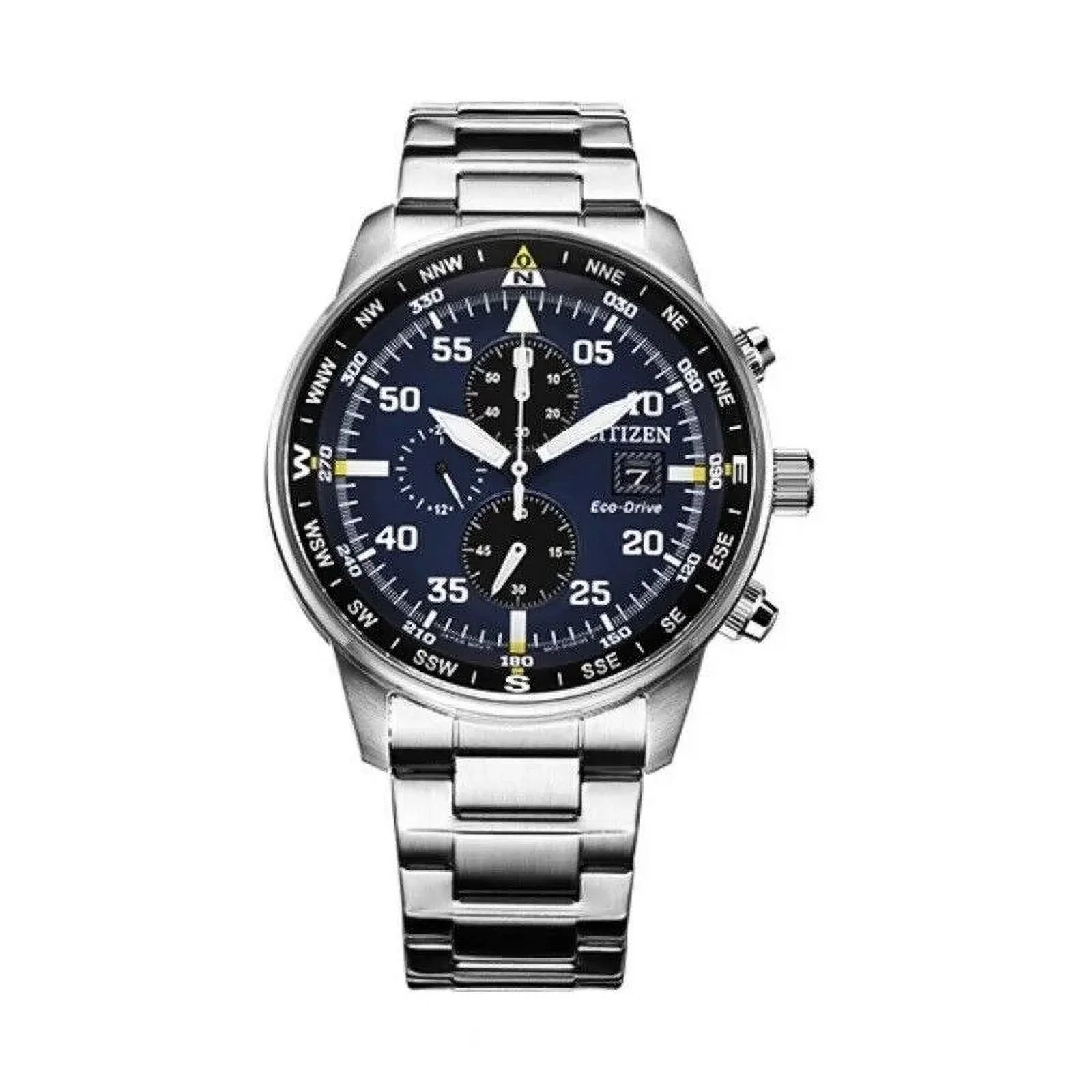 NEW Men's Classic Business Aviator Chronograph Black Dial Eco-Drive Watch