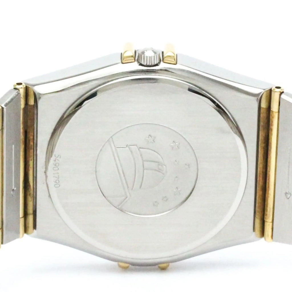 Pre-Owned Polished OMEGA ConstelLatitudeion Day Date 18K Gold Steel Watch 396.1070 BF566004 (Good)