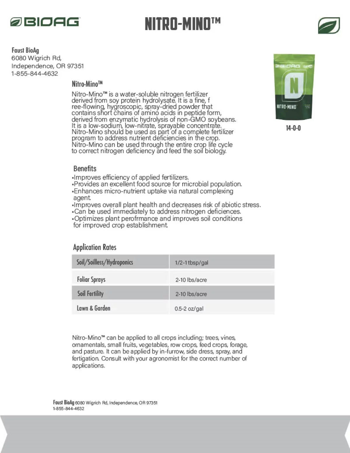 Nitro-Mino Water Soluble Powder - Nitrogen & Amino Acids Fertilizer - 4 lb bottle by BioAg