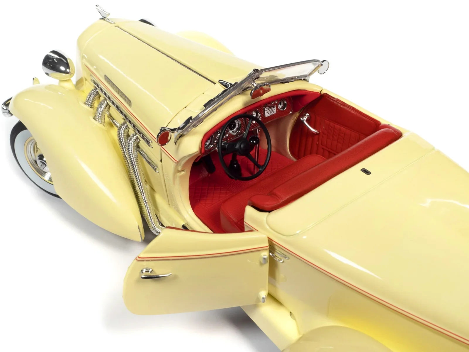 Autoworld AW297 1-18 Diecast 1935 Auburn 851 Speedster Model Car, Cream with Red