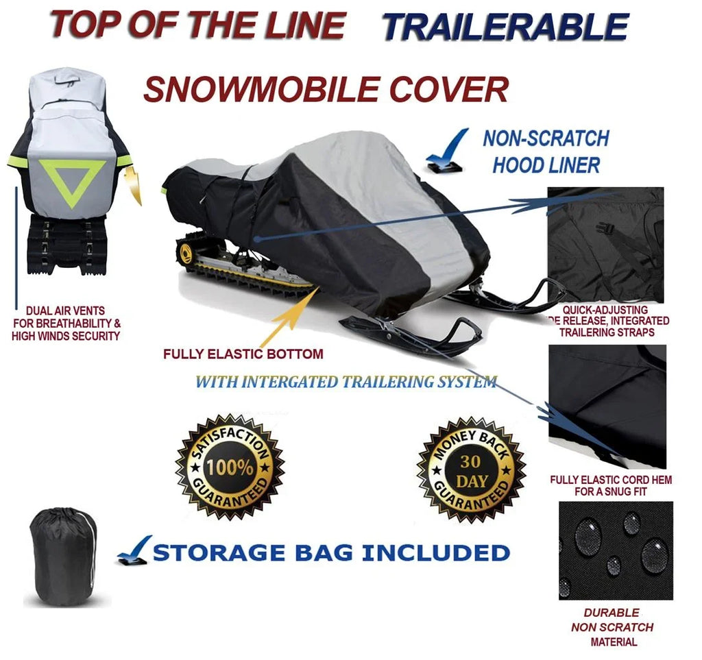 600D Snowmobile Travel and Storage Cover Compatible for 2007-2009 Model Year Arctic Cat M1000 153 Sleds. Slush and Mud Protection