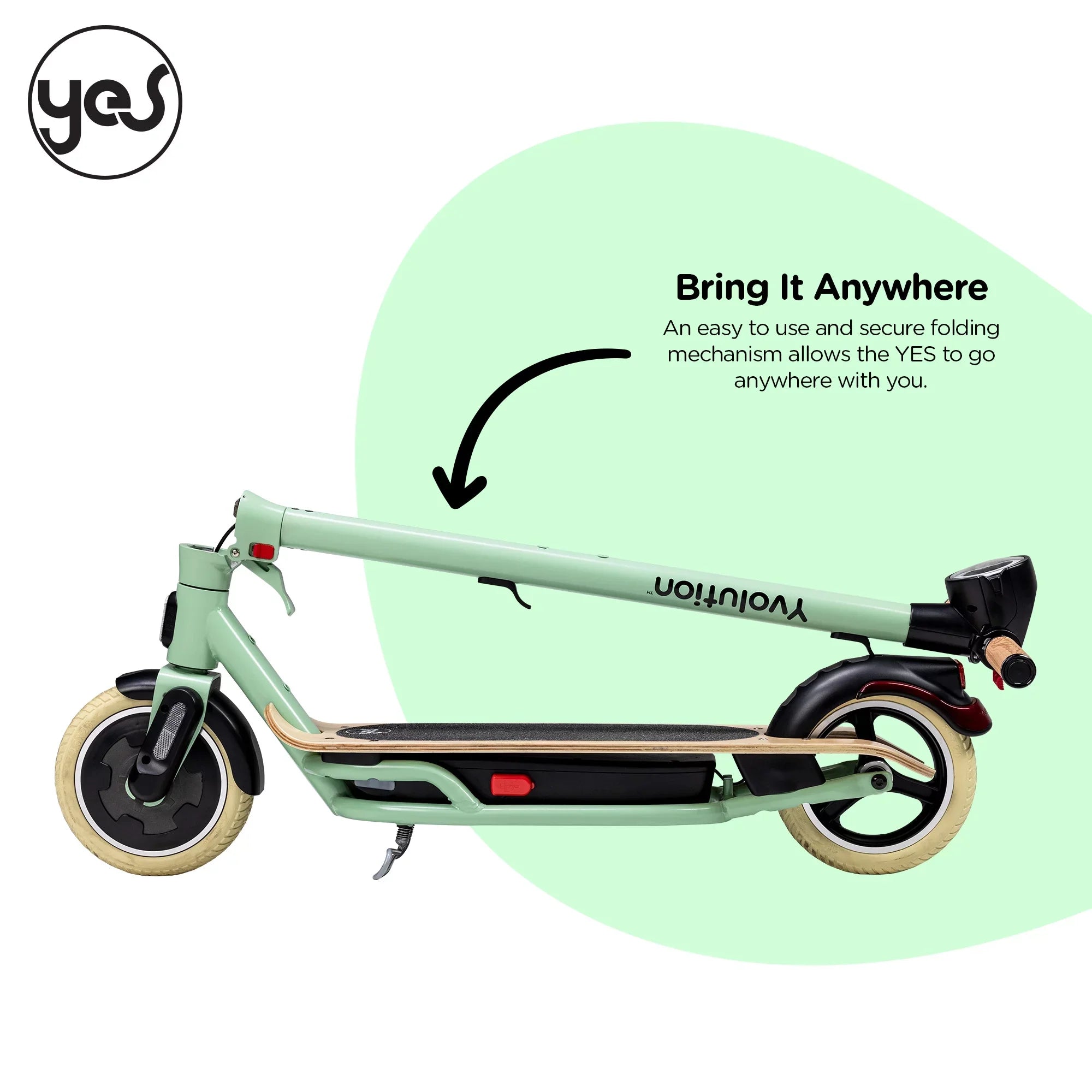Yvolution YES Electric Scooter for Adults (Green) LED Display, Foldable Design