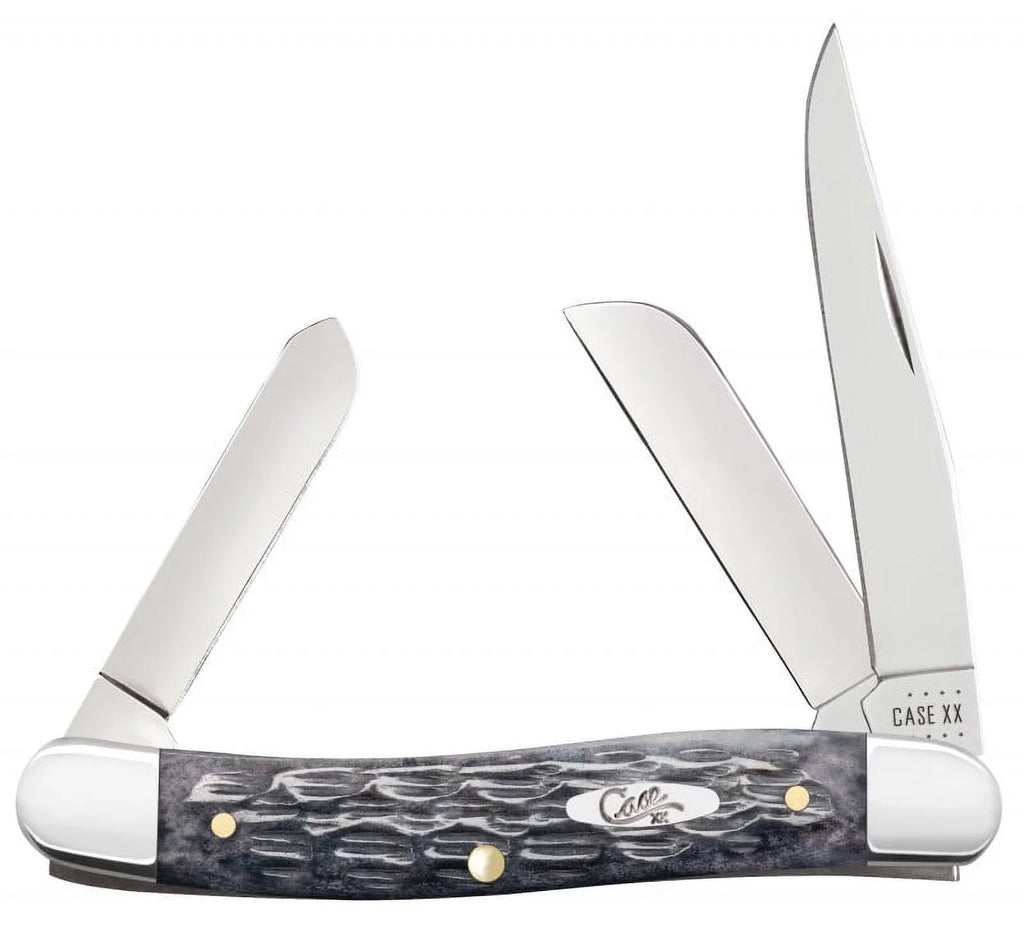 Case XX Knives Pocket Worn Crandall Jigged Gray Bone Medium Stockman Carbon Steel Pocket Knife 58413