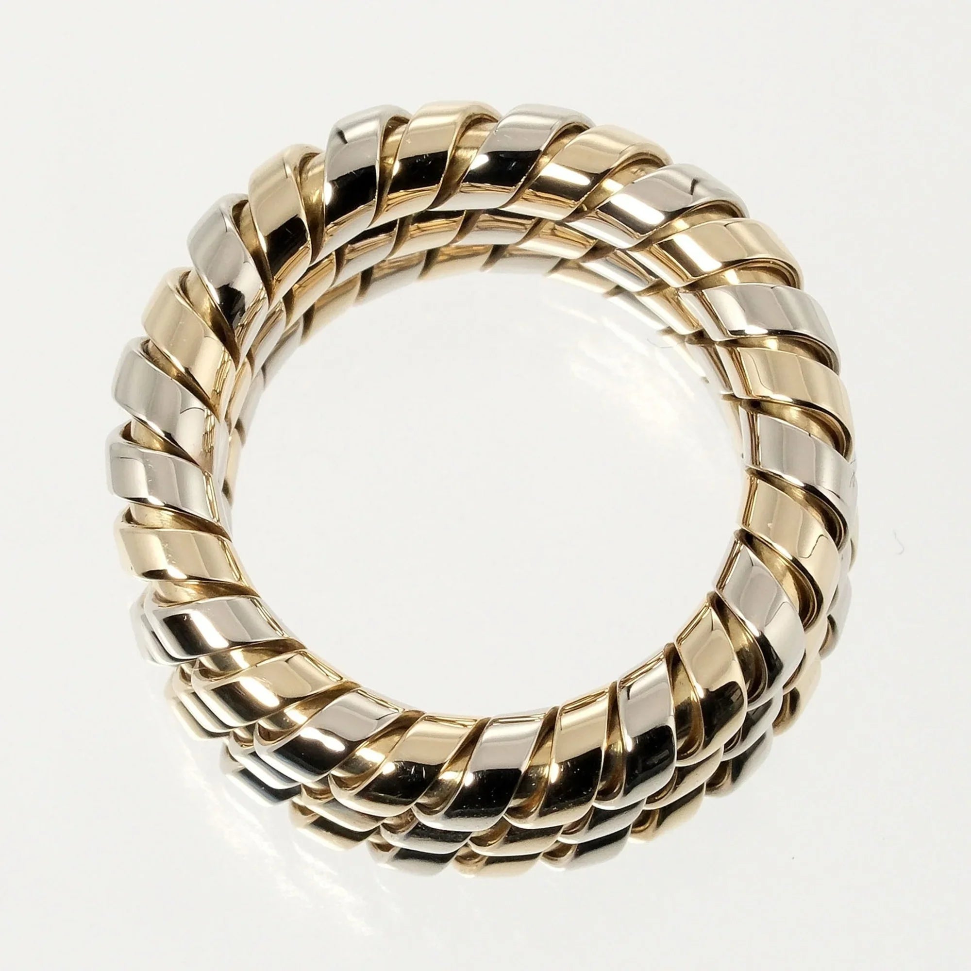 Pre-Owned Bulgari BVLGARI Tubogas 3-row No. 9 Ring 14.53g K18 YG WG Yellow Gold White (Good)