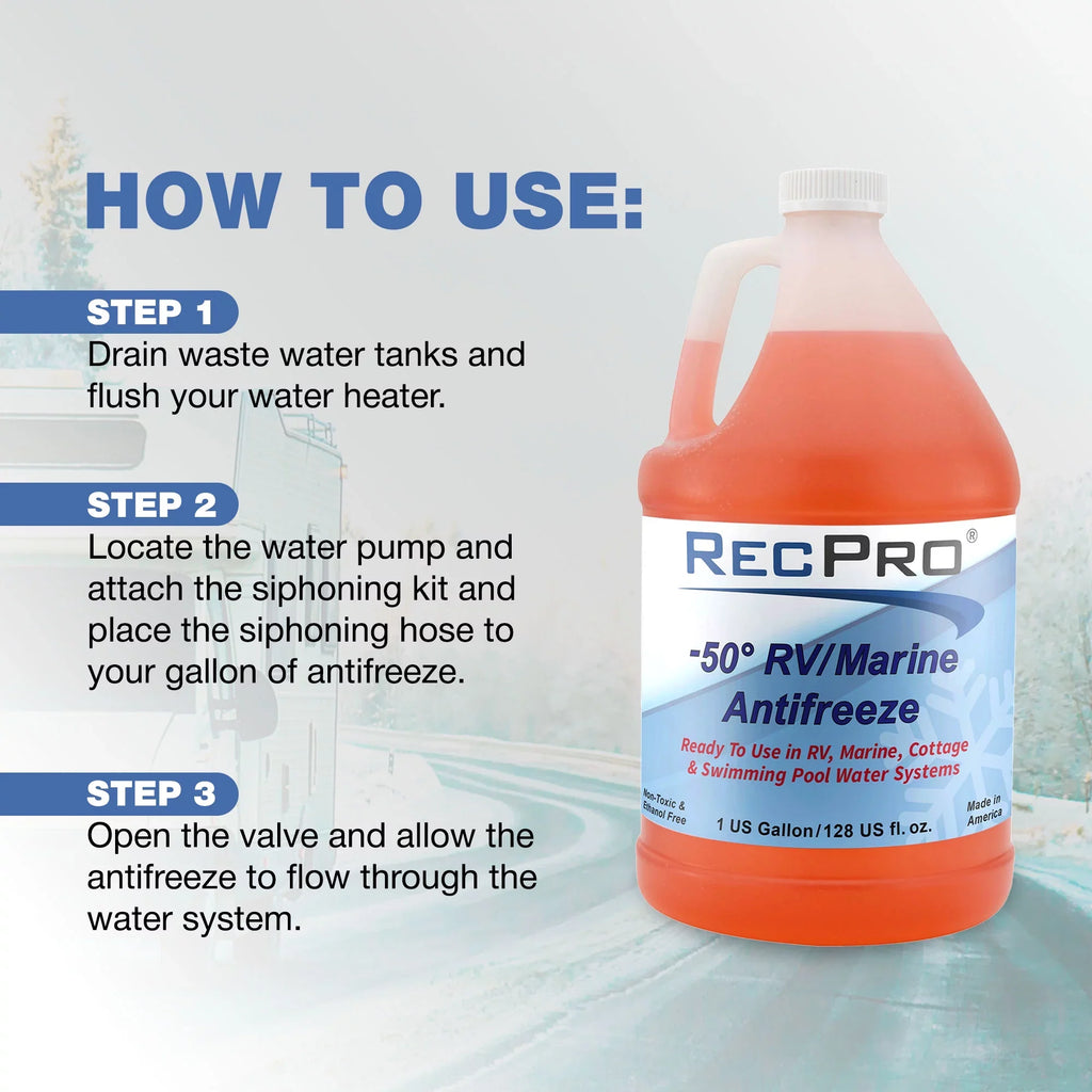 RecPro RV Antifreeze Concentrate Fluid for Winterizing Vehicles (2 Pack)