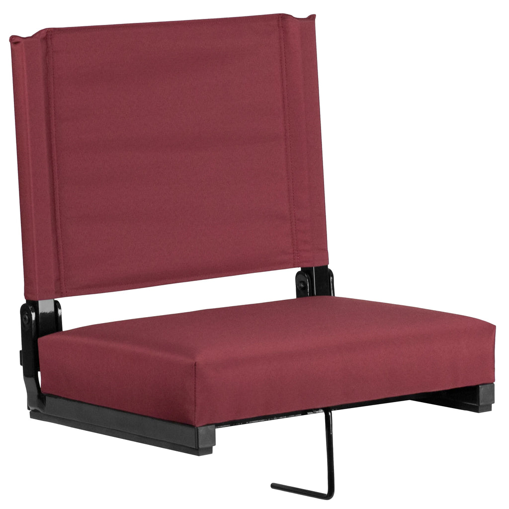 Flash Furniture Grandstand Comfort Seats by Flash - 500 lb. Rated Lightweight Stadium Chair with Handle & Ultra-Padded Seat, Maroon