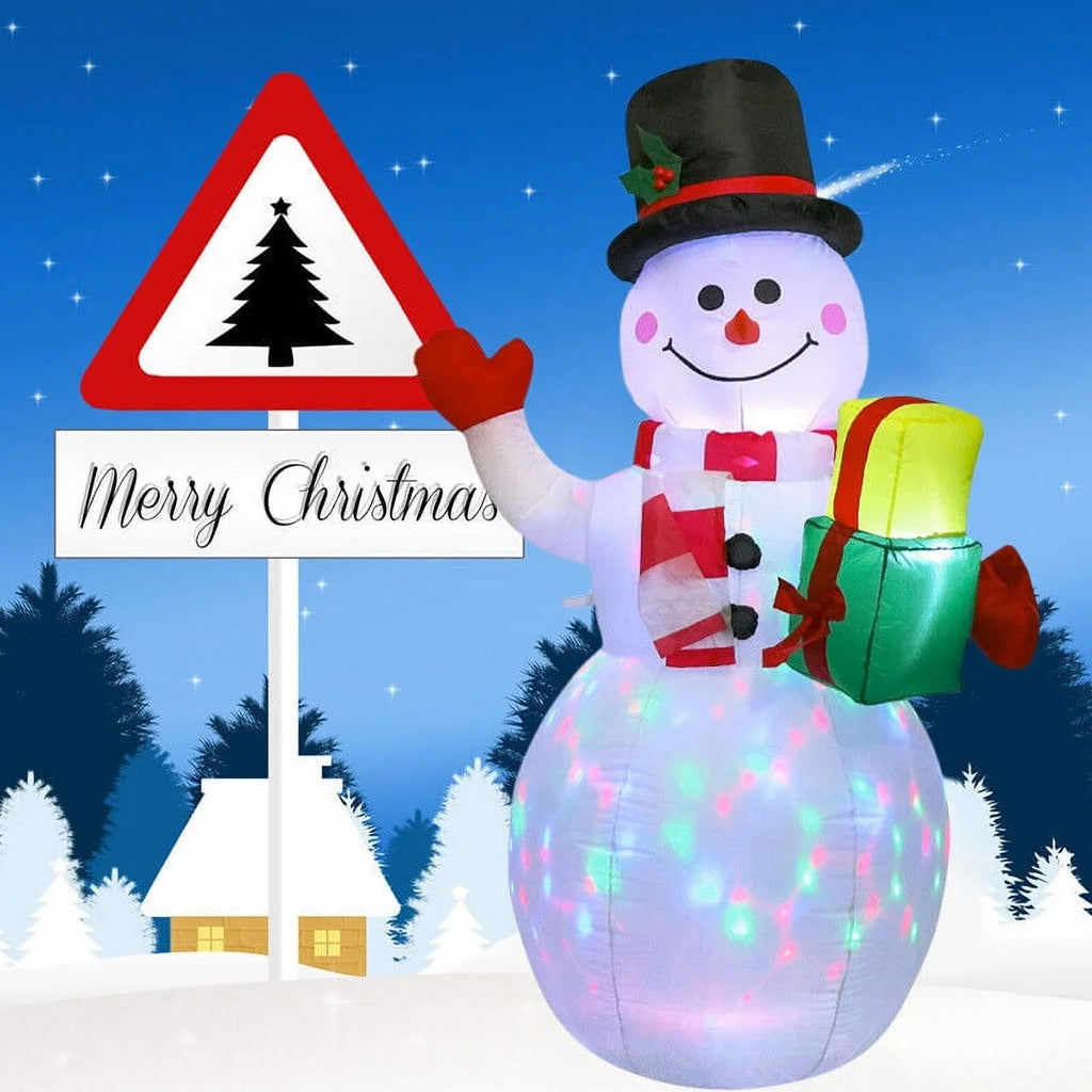 5ft InfLatitudeable Snowman Airblown Christmas Decor Yard Decoration LED Lights for Xmas Home Garden Family Prop Lawn Holiday Party Outdoor Decor