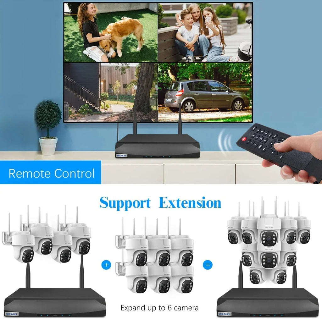 WEILAILIFE 【360° PT Digital Zoom, Two-Way Audio】 Outdoor Wireless Security Camera System Indoor PTZ Security Cameras Waterproof Home Video Surveillance