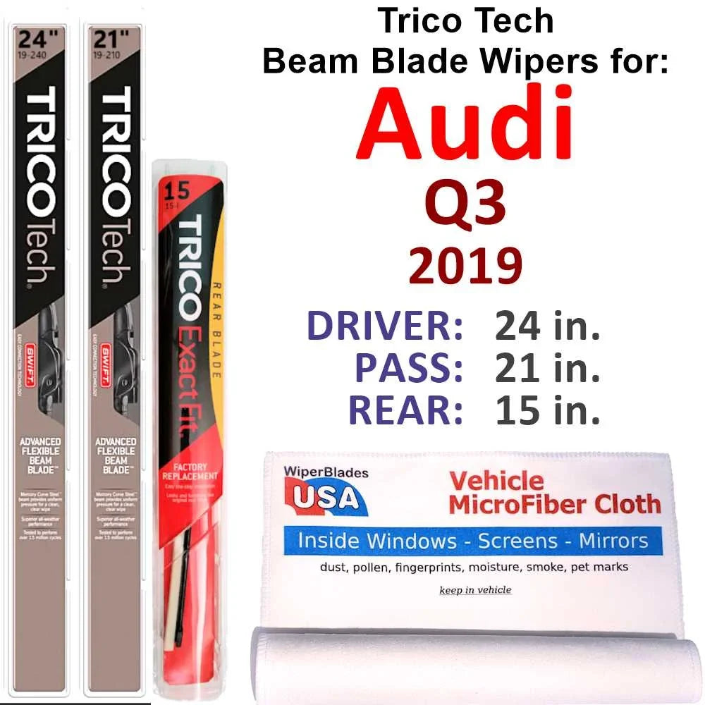 2019 Audi Q3 Beam Blade Wipers (Set of 3) w/Rear Wiper