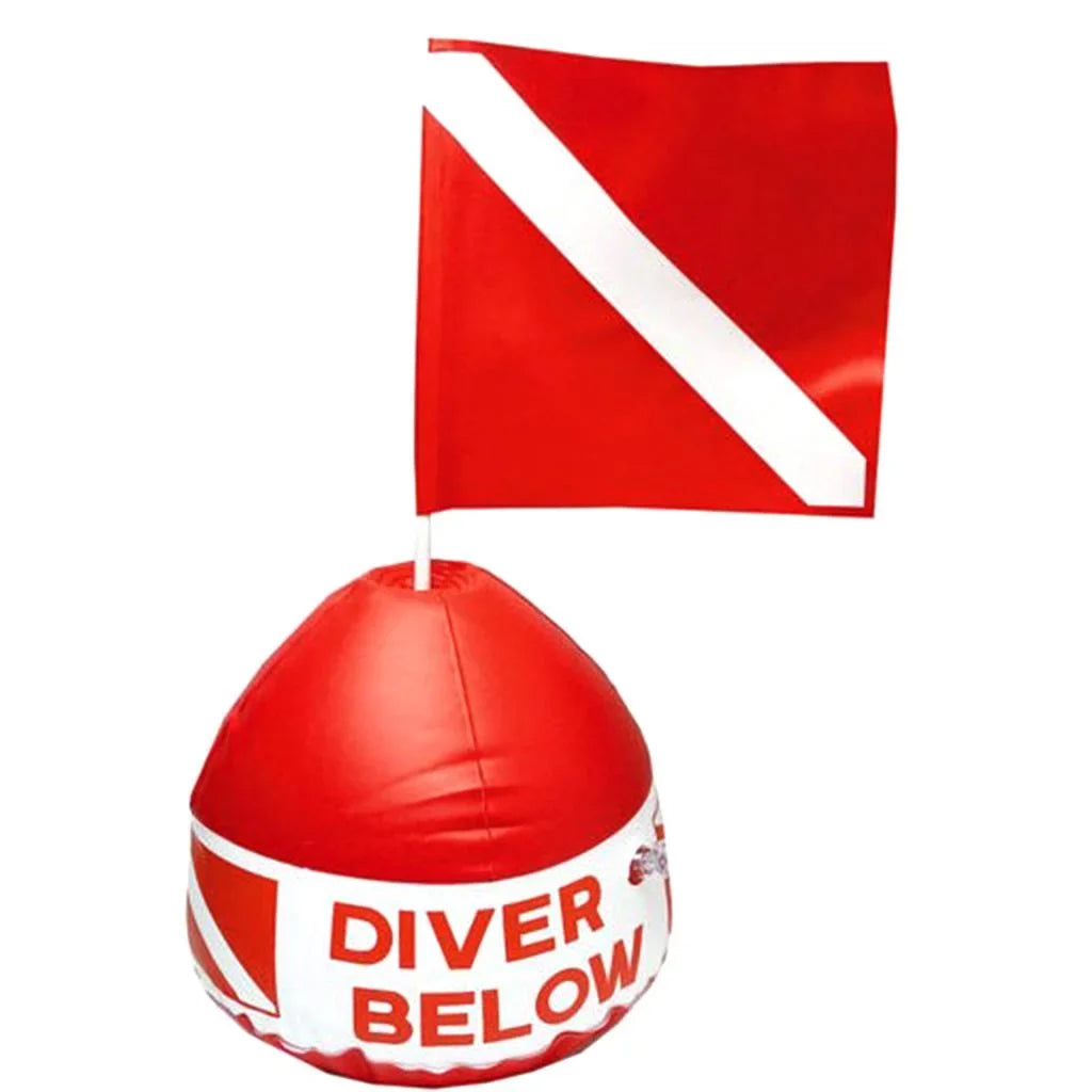 InfLatitudeable Dive Buoy With Red Flag Snorkel Scuba Diving Surface Marker Safety Outdoor Accessory