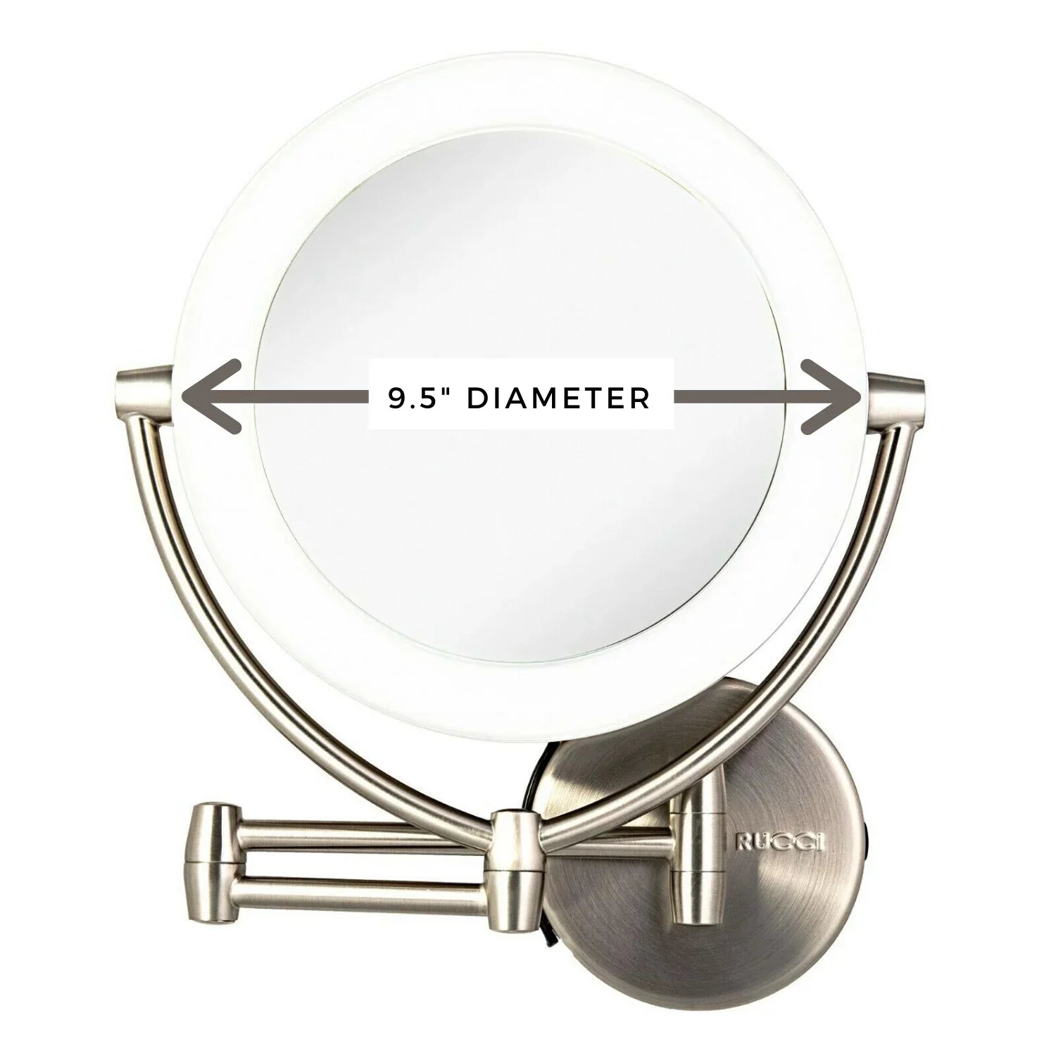 Rucci M1000 13.5 in. 1x & 10x Magnifying Lighted Makeup Vanity Mirror with 3 Touch, 3 Tones, AC Adapter & Battery