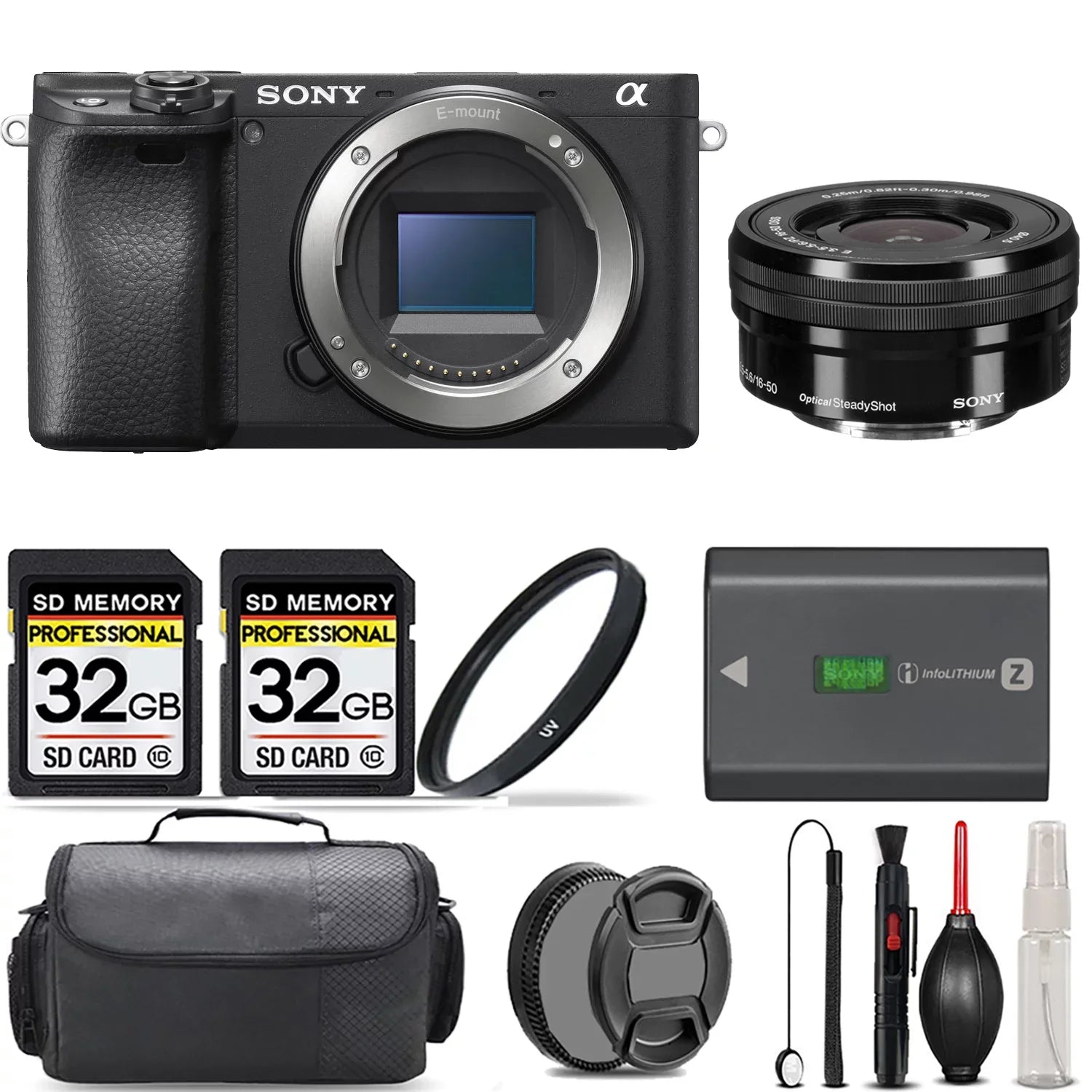 a6400 Mirrorless Camera + 16-50mm f/3.5-5.6 OSS Lens + UV Filter + 64GB + Handbag And More!