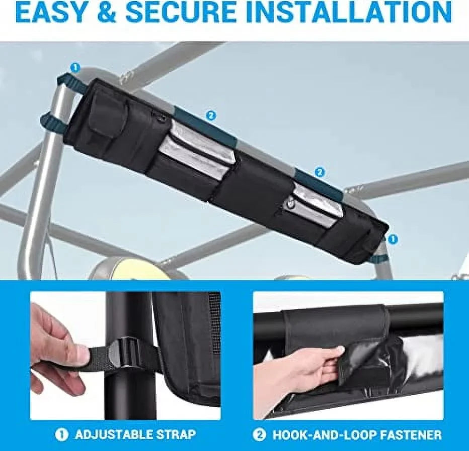 MICTUNING UTV Roll Cage Organizer, Cargo Rear Storage Bag Gear Bags, Tools Storage Solution for Most Full Size UTVs, Polaris, Yamaha and Kawasaki UTVs Black