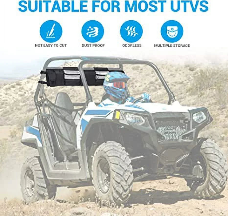 MICTUNING UTV Roll Cage Organizer, Cargo Rear Storage Bag Gear Bags, Tools Storage Solution for Most Full Size UTVs, Polaris, Yamaha and Kawasaki UTVs Black