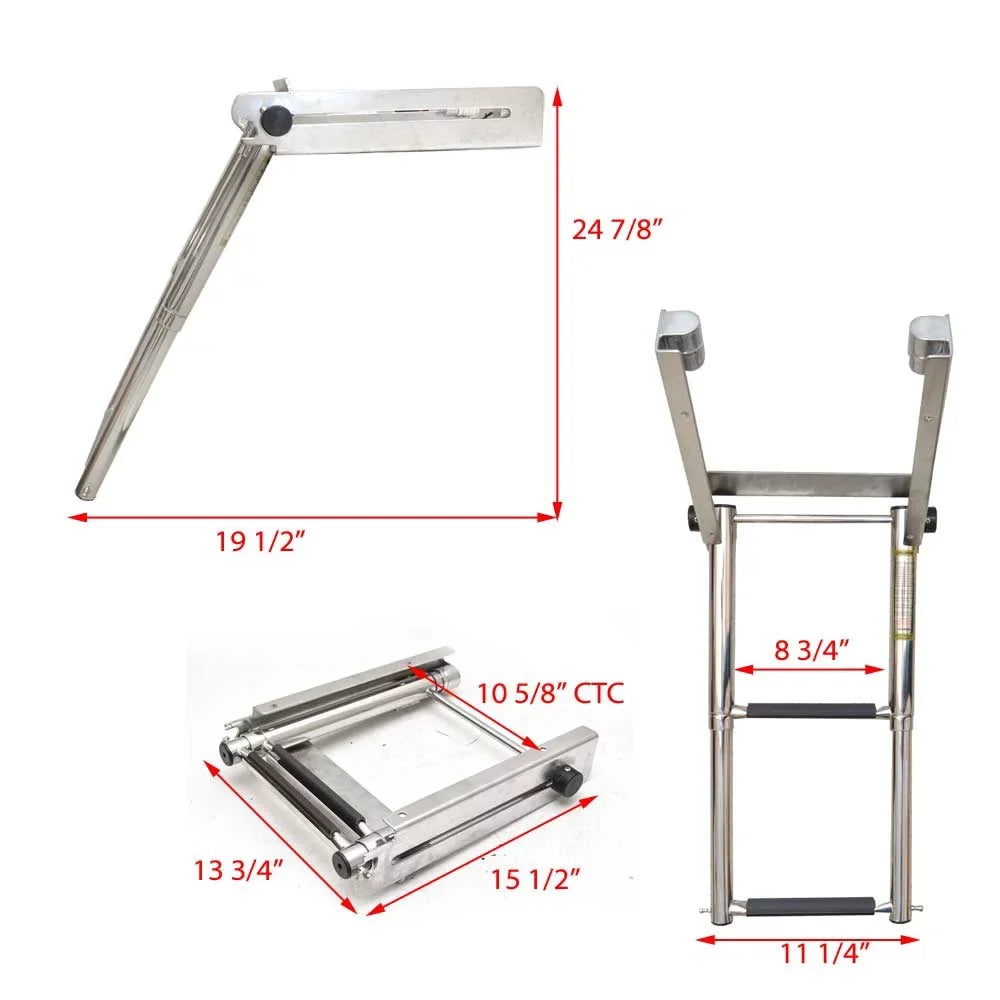 Challenger Hardware Boat Under Mount Ladder LTS-3 | 2 Step Stainless