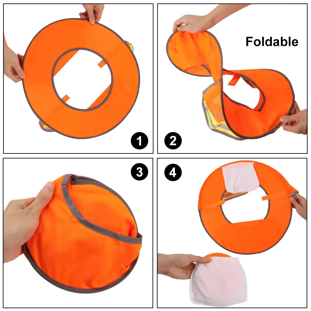 Toptie 3 Pack Hard Hat Sun Shield, Full Brim Mesh Sunshade with Visor, High Visibility Neck Shield