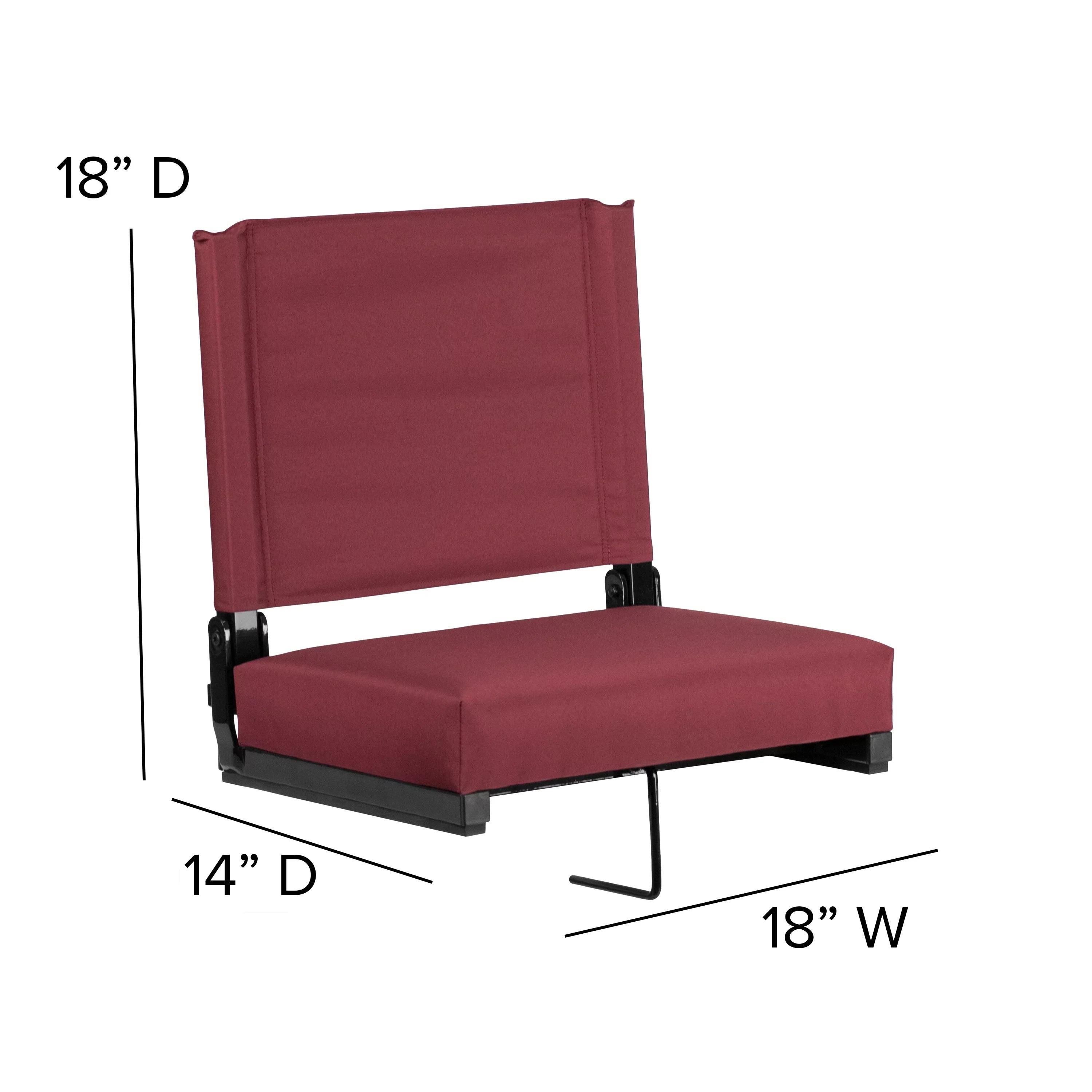 Flash Furniture Grandstand Comfort Seats by Flash - 500 lb. Rated Lightweight Stadium Chair with Handle & Ultra-Padded Seat, Maroon
