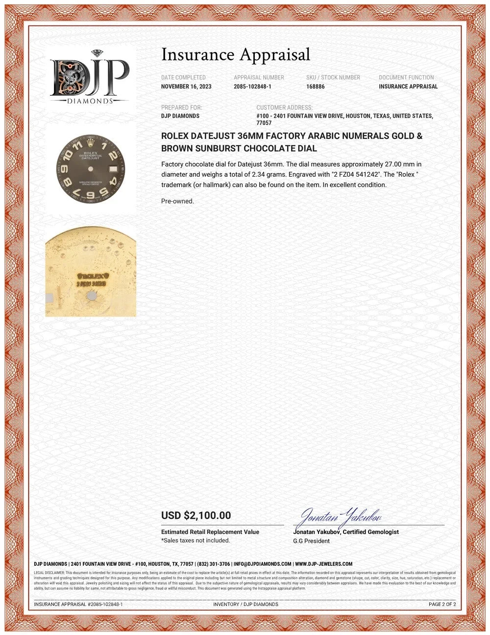 Rolex Datejust 36MM Factory Arabic Numerals Gold & Brown Sunburst ChocoLatitudee Dial