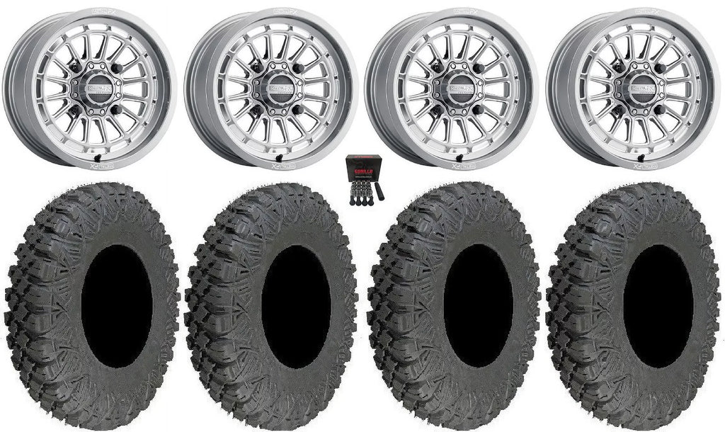 MetalFX Delta Contrast Cut 15" Wheels Gm 33" Race Tires Can-Am Maverick X3 / Honda Pioneer 1000 / Talon