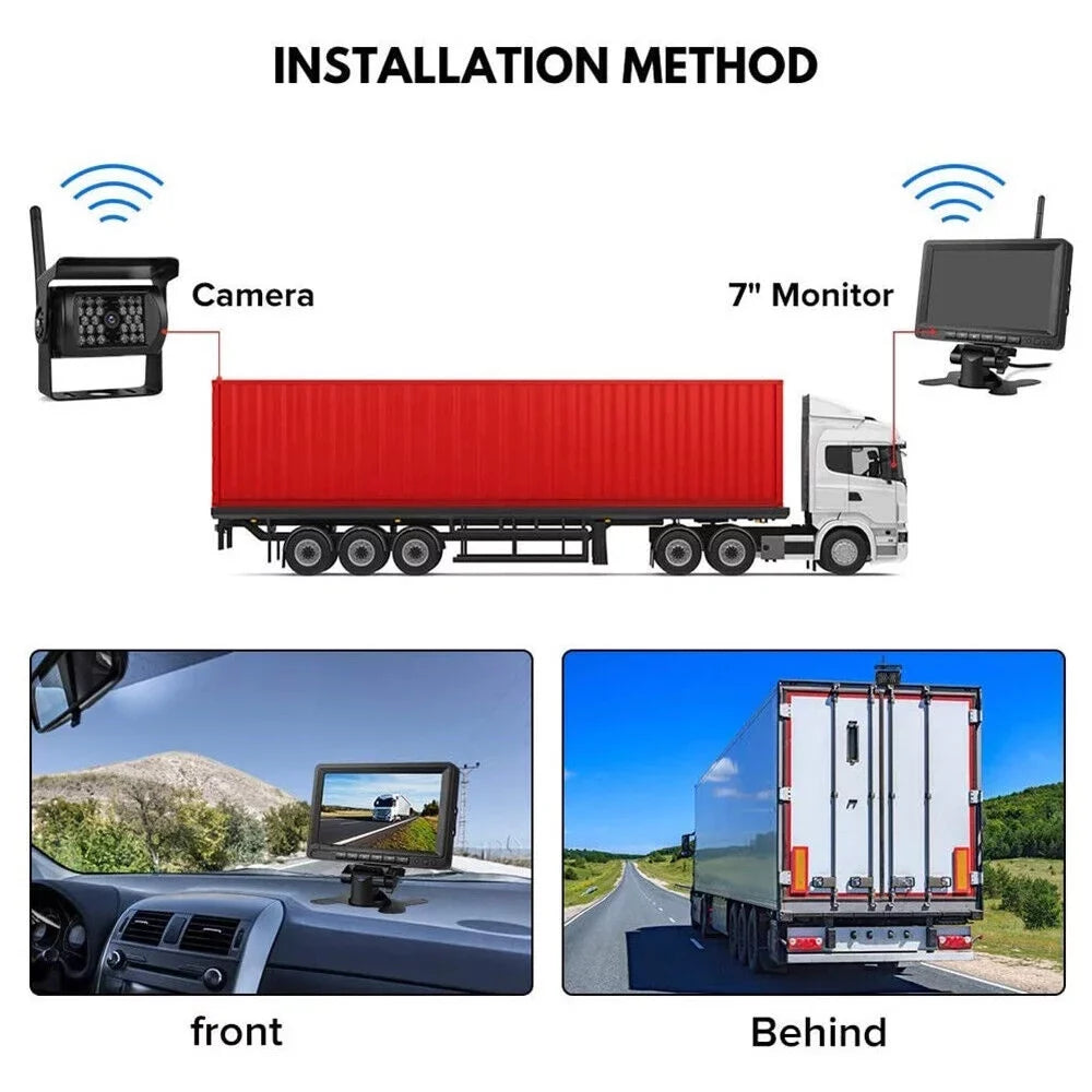 G·PEH Backup Camera Kit with 7" Monitor - Enhance Your Vehicle's Safety with Waterproof Night Vision Camera - Ideal for RVs, Buses, Trailers, and Trucks(2 Cameras)
