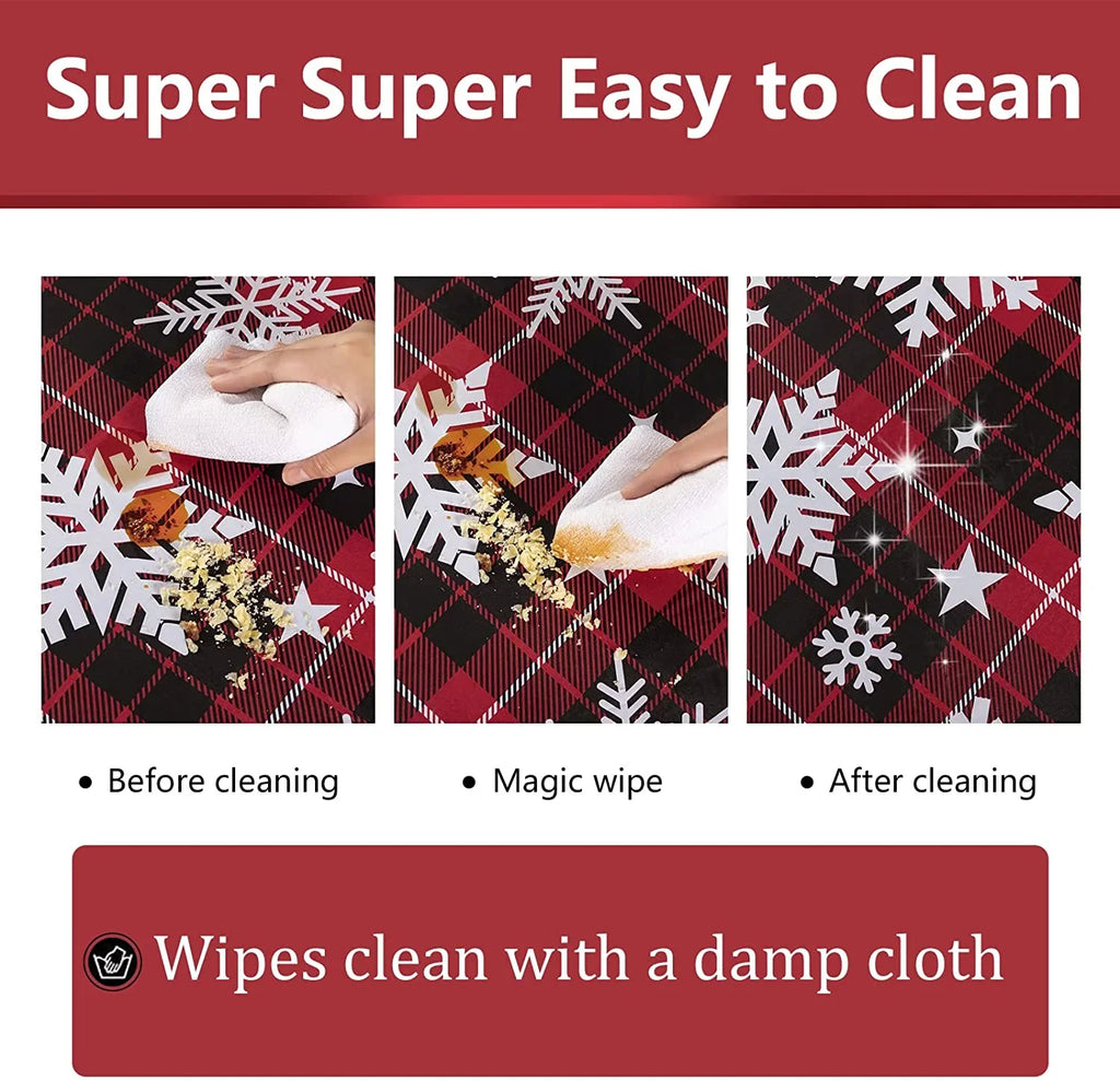 UMINEUX Christmas Tablecloth with Flannel Backing, Waterproof Wipeable Vinyl Rectangle Table Cover for Xmas Parties/Wedding/Holiday/Decoration Use - Heavy Duty Table Cover(60x102 Inch, Snowflake)