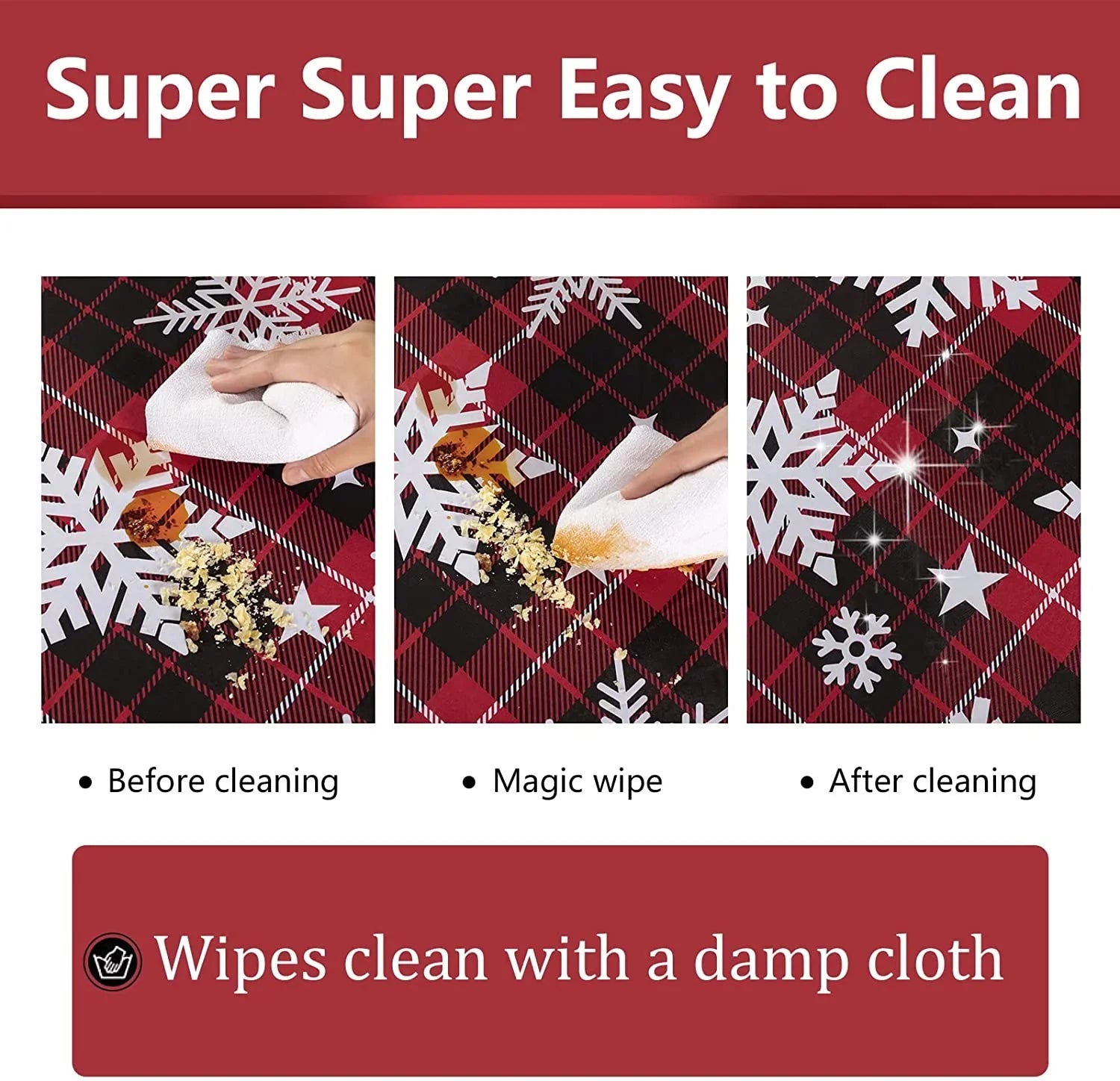 UMINEUX Christmas Tablecloth with Flannel Backing, Waterproof Wipeable Vinyl Rectangle Table Cover for Xmas Parties/Wedding/Holiday/Decoration Use - Heavy Duty Table Cover(60x102 Inch, Snowflake)