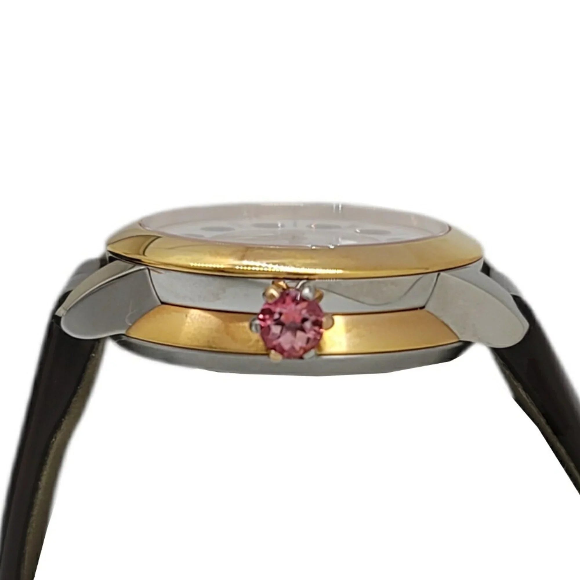 Pre-Owned FENDI Fendi Eye Shine Enamel Belt SS 3 Colors Quartz Brown Watch Clock Fashionable Shell Black Spinel Topaz Women's (Like New)