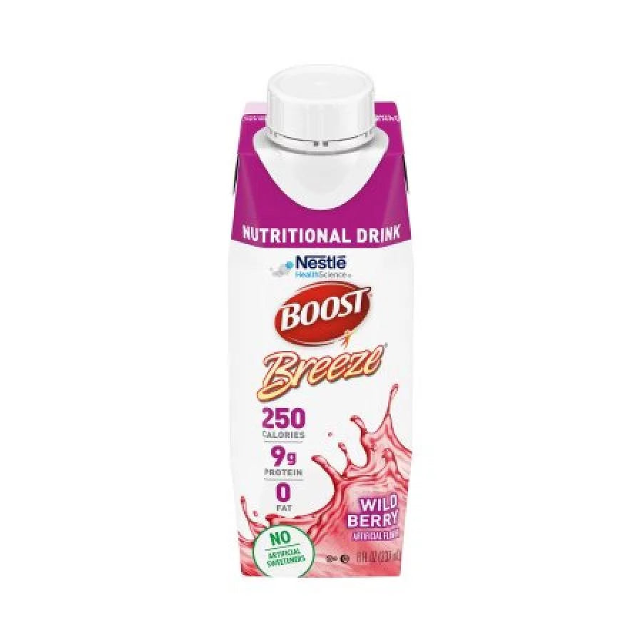 Boost Breeze Nutritional Drink Wild Berry, 8 ounce Carton, 24 Count