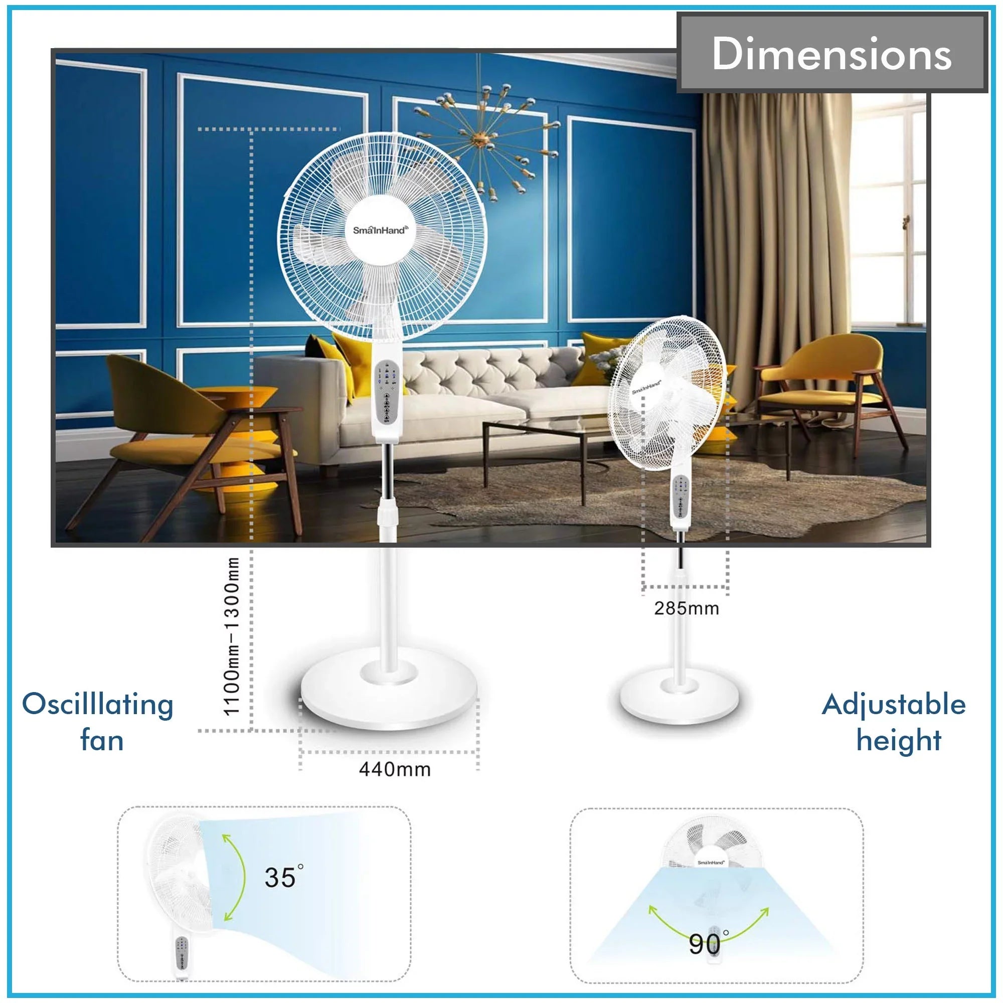 Technical Pro WIFI Enabled 16" Standing Fan with OscilLatitudeing Feature, Compatibe with Amazon Alexa/Google Home Voice