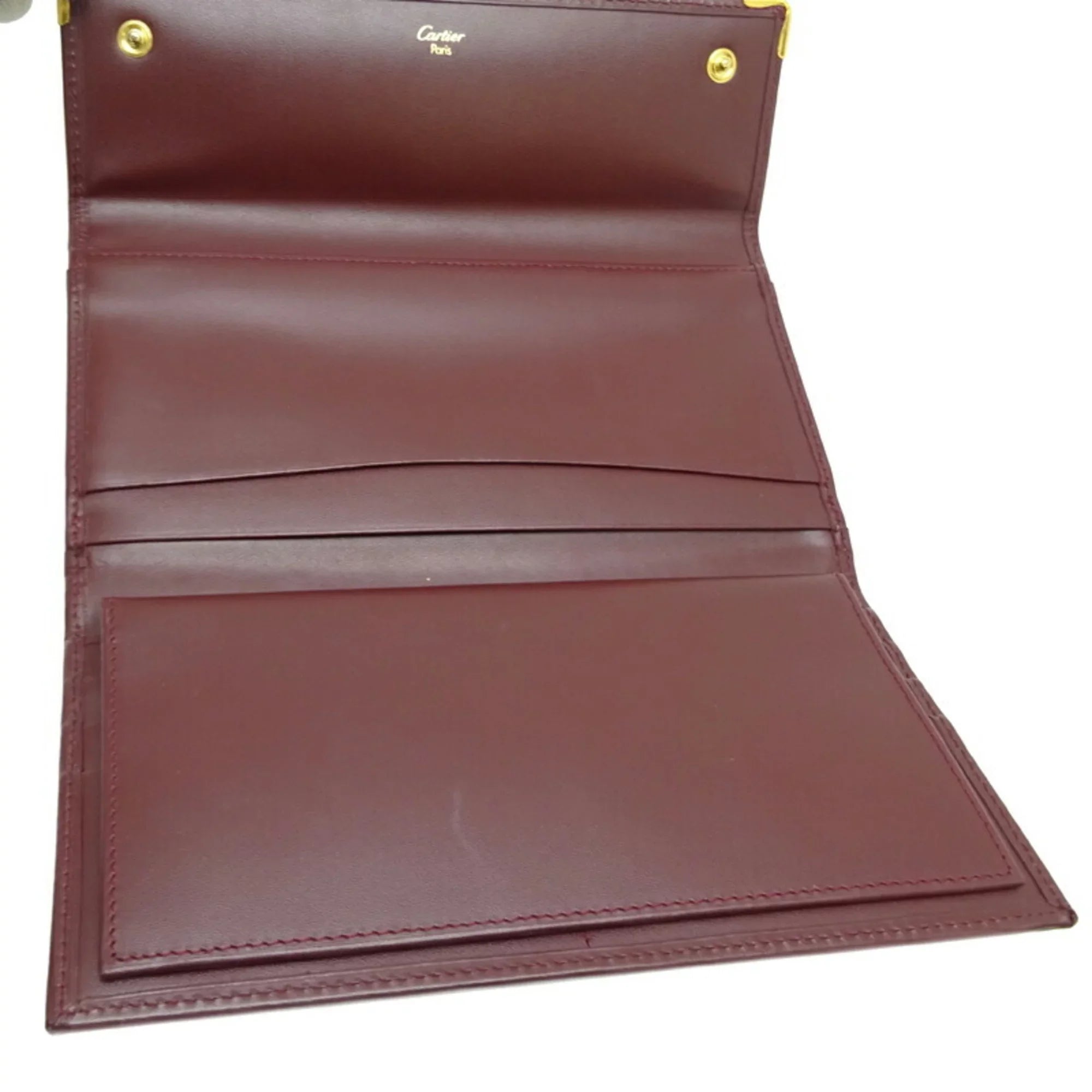 Pre-Owned Cartier Mastline Long Wallet Women's Leather Bordeaux (Red) (Good)