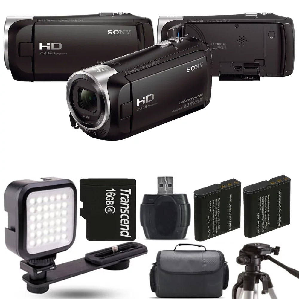 HDR-CX405 HD Handycam + Extra Battery + LED - 16GB Kit