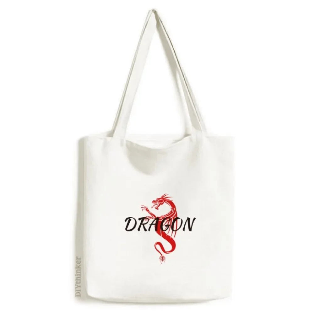 Animal Mythology Winged Dragon East West Tote Canvas Bag Shopping Satchel Casual Handbag
