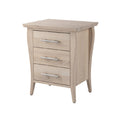 Modern Wooden Nightstand with Three Drawers and Sleek Metal Handles