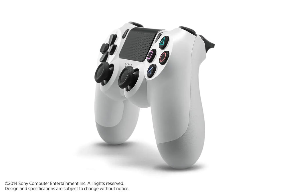 PlayStation 4 DualShock Wireless Controller Bundle - White Blue - With Earbuds Like New with BOLT AXTION