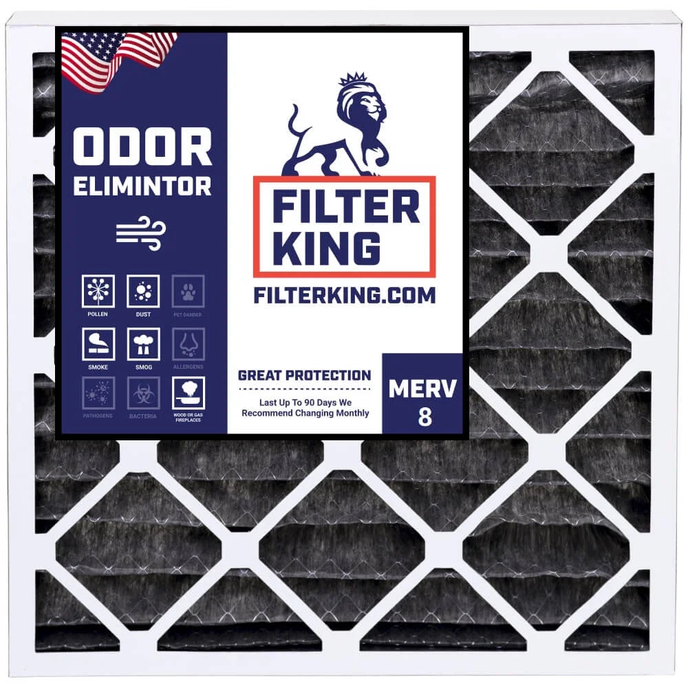 Filter King 12x12x1 Air Filter | 4-PACK | Carbon MERV 8 HVAC Pleated A/C Furnace Filters | MADE IN USA | Actual Size: 11.5 x 11.5 x .75"