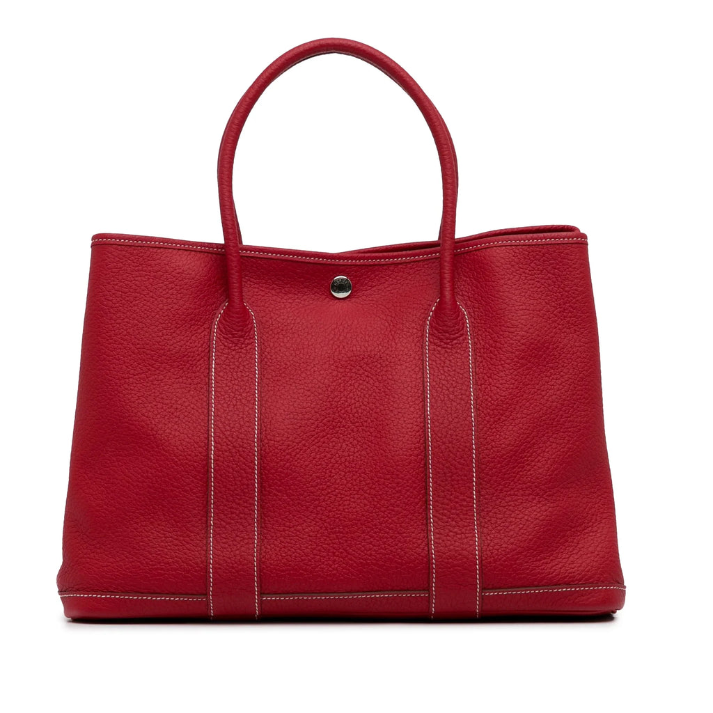 Pre-Owned Authenticated Hermès Negonda Garden Party 36 Calf Leather Red Tote Bag Unisex (Good)