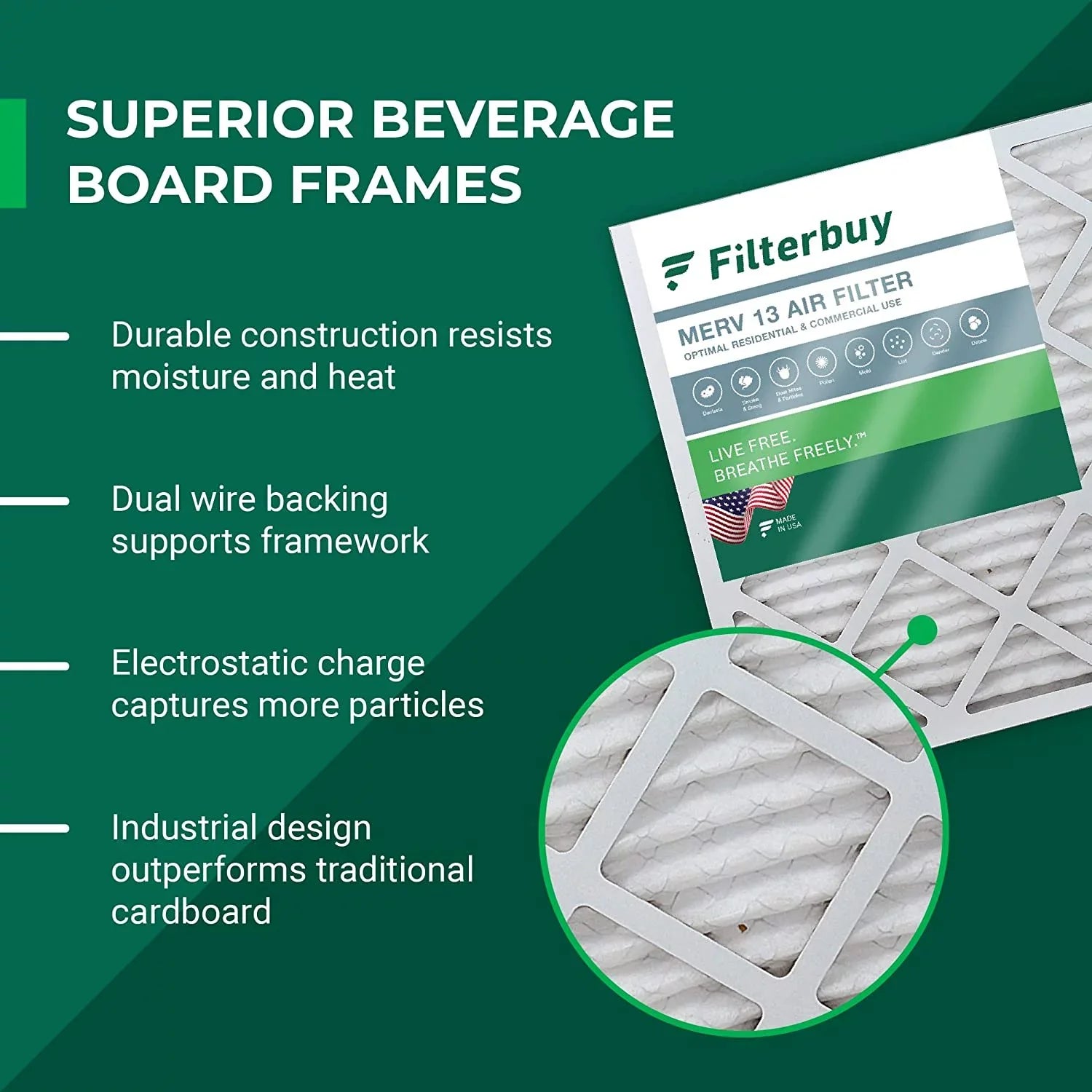 Filterbuy 20x20x4 MERV 13 Pleated HVAC AC Furnace Air Filters (4-Pack)