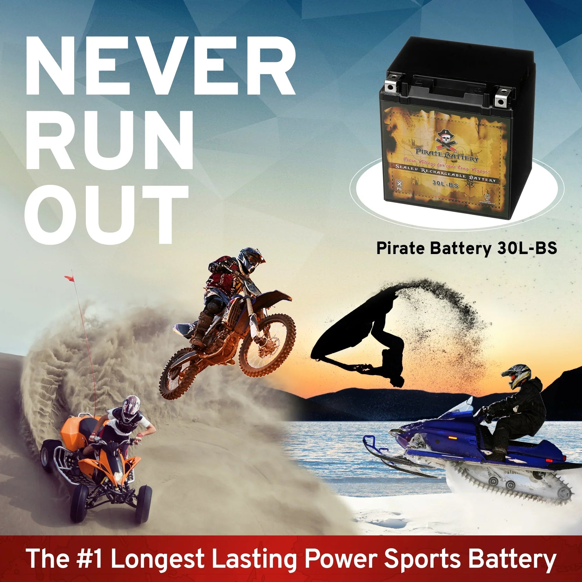 Pirate Battery YTX30L-BS (30L-BS 12 Volt,30 Ah, 270 CCA) Snowmobile Battery for Brp (ski-doo) Expedition Se Year (15-17)