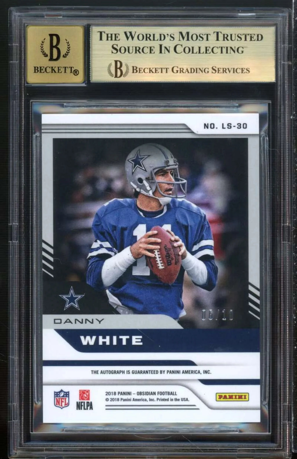 Danny White 2018 Panini Obsidian Lightning Strike Auto Etch Yellow #30 BGS 9.5