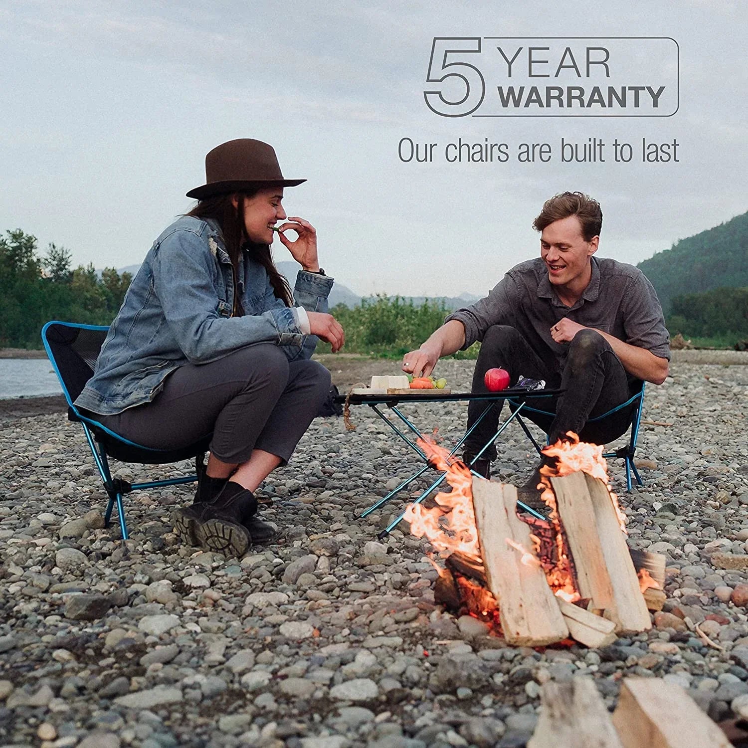 YUNWEN Chair Two Ultralight, High-Back, Collapsible Camping Chair, Rainbow Bandana, with Pockets
