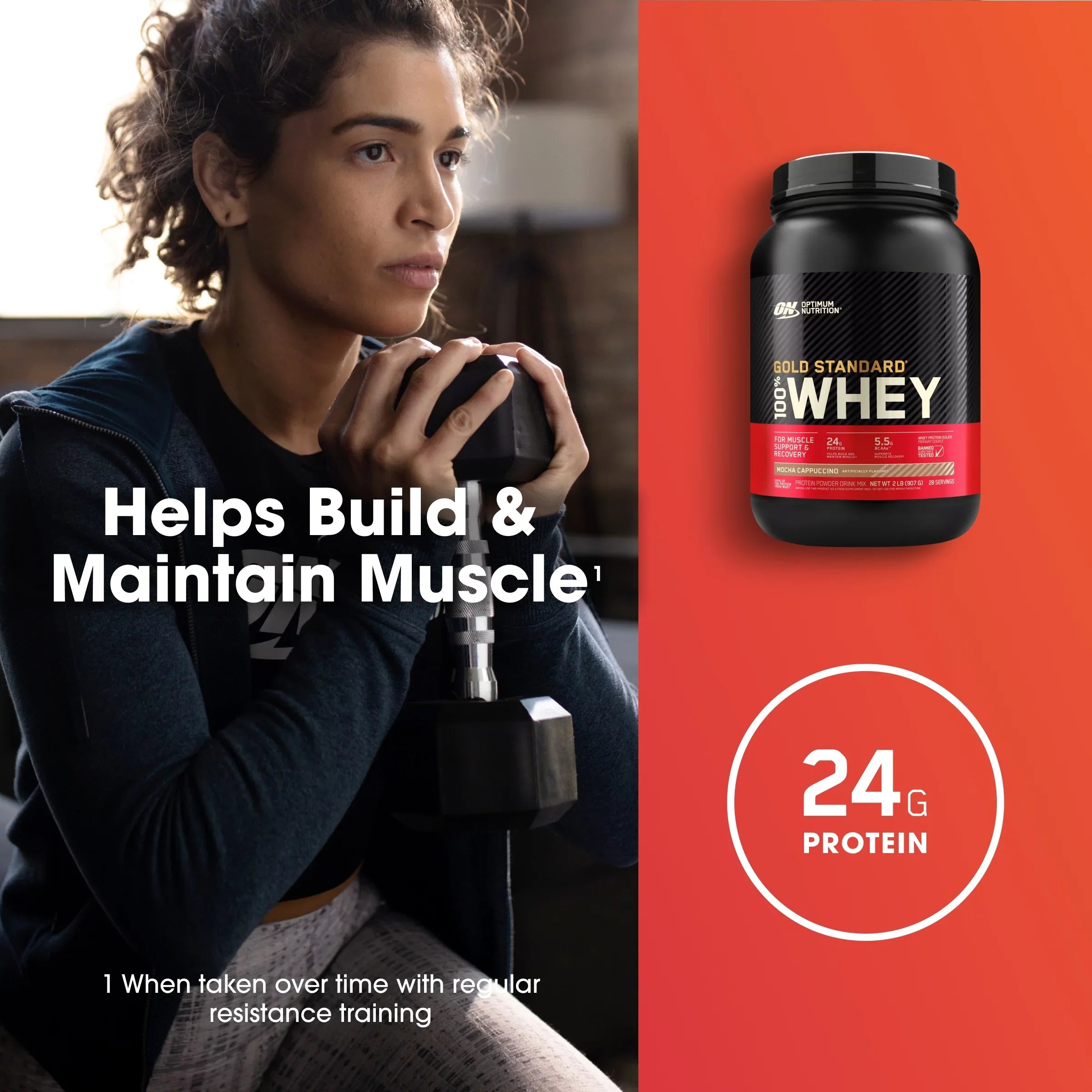 Optimum Nutrition, Gold Standard 100% Whey Protein Powder, Mocha Cappuccino, 2 lb, 28 Servings
