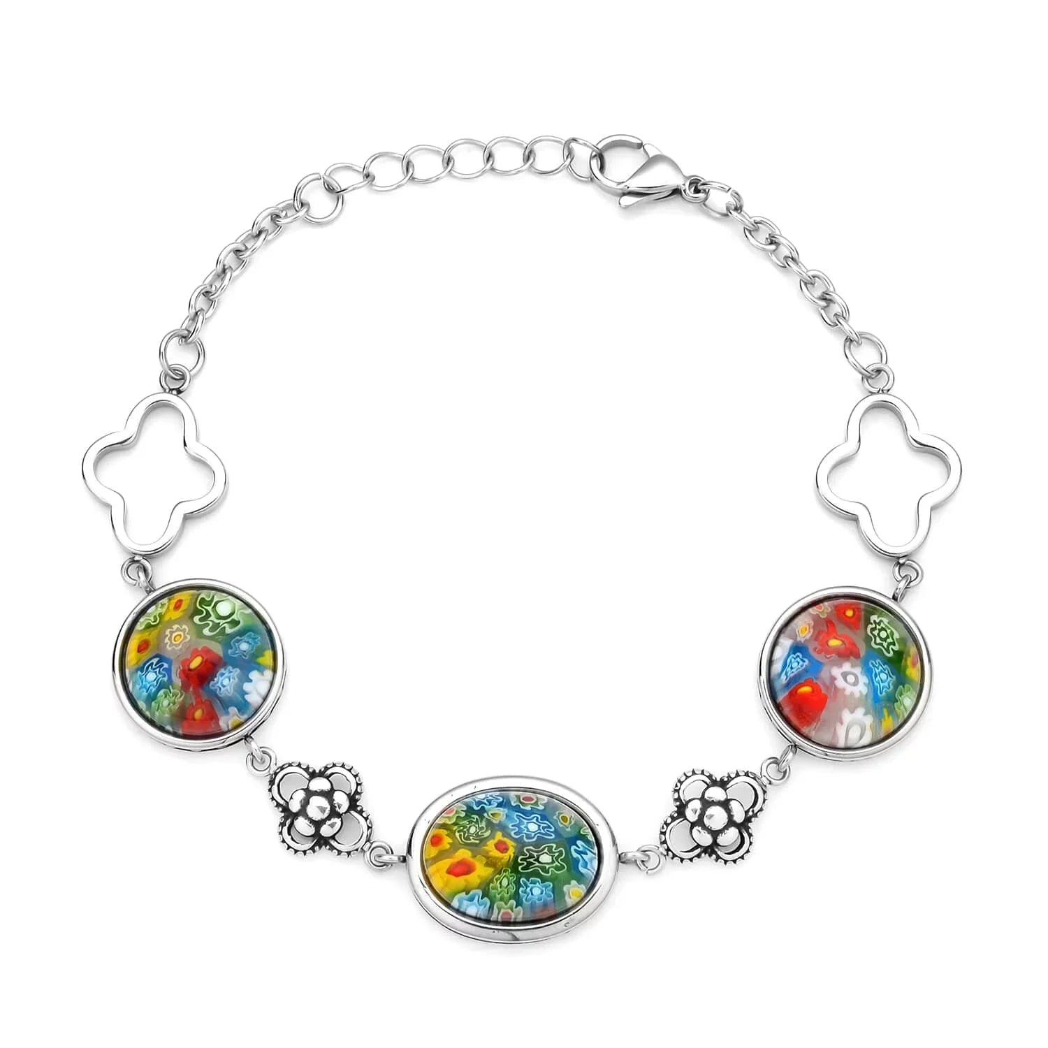 Shop LC Stainless Steel Oval Glass Bracelet Costume Stylish Unique Fashion Jewelry for Women Size 6.75" Birthday Mothers Day Gifts for Mom