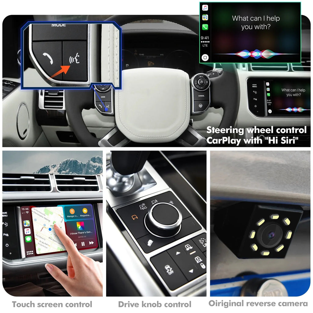 Wireless CarPlay Receiver SmartBox for Land Rover Range Rover/Evoque/Discovery 4 Jaguar XE XF Bosch Carplay Interface Retrofit kit Decoder, Support Android Auto, Mirror Link, Reverse Camera, USB Drive