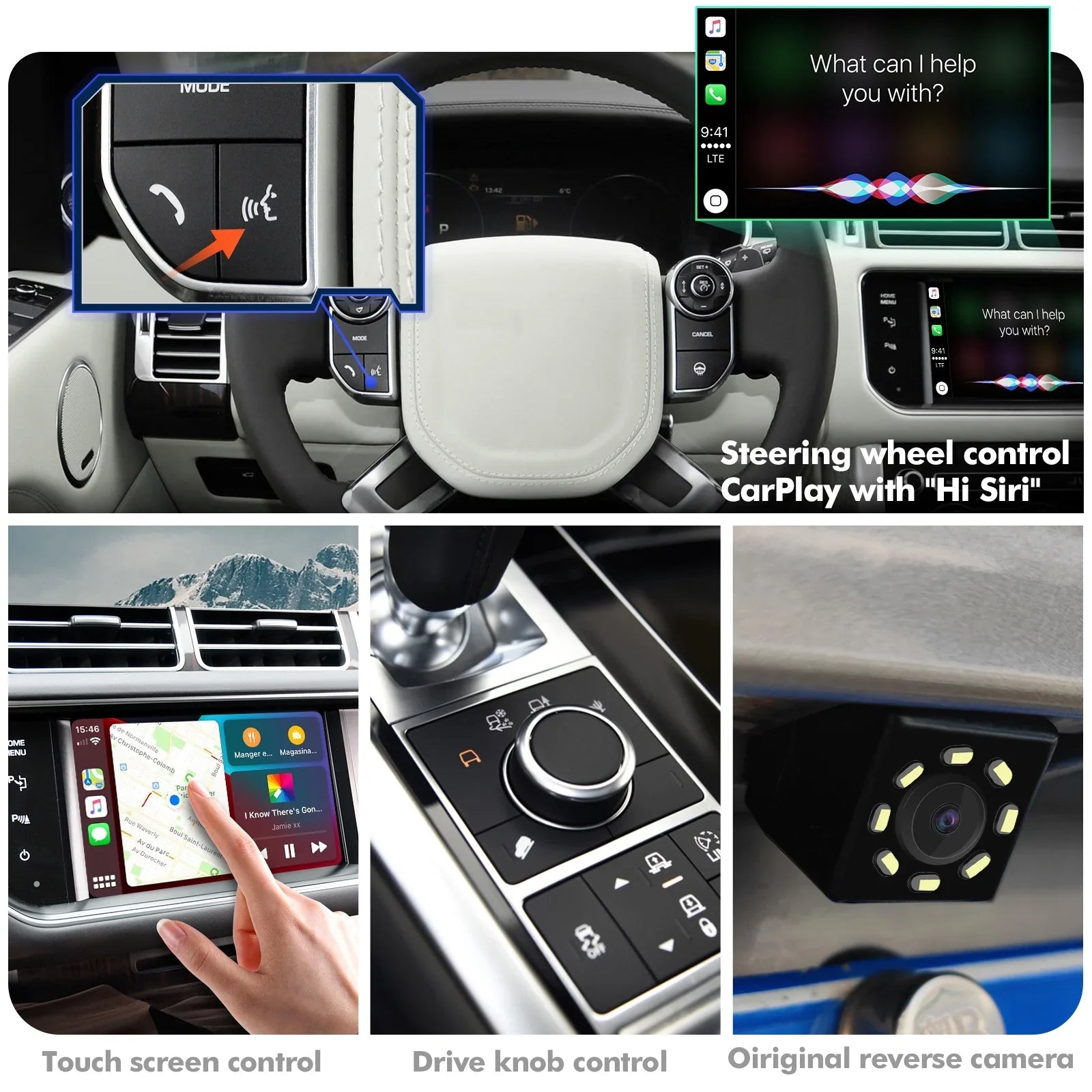 Wireless CarPlay Receiver SmartBox for Land Rover Range Rover/Evoque/Discovery 4 Jaguar XE XF Bosch Carplay Interface Retrofit kit Decoder, Support Android Auto, Mirror Link, Reverse Camera, USB Drive