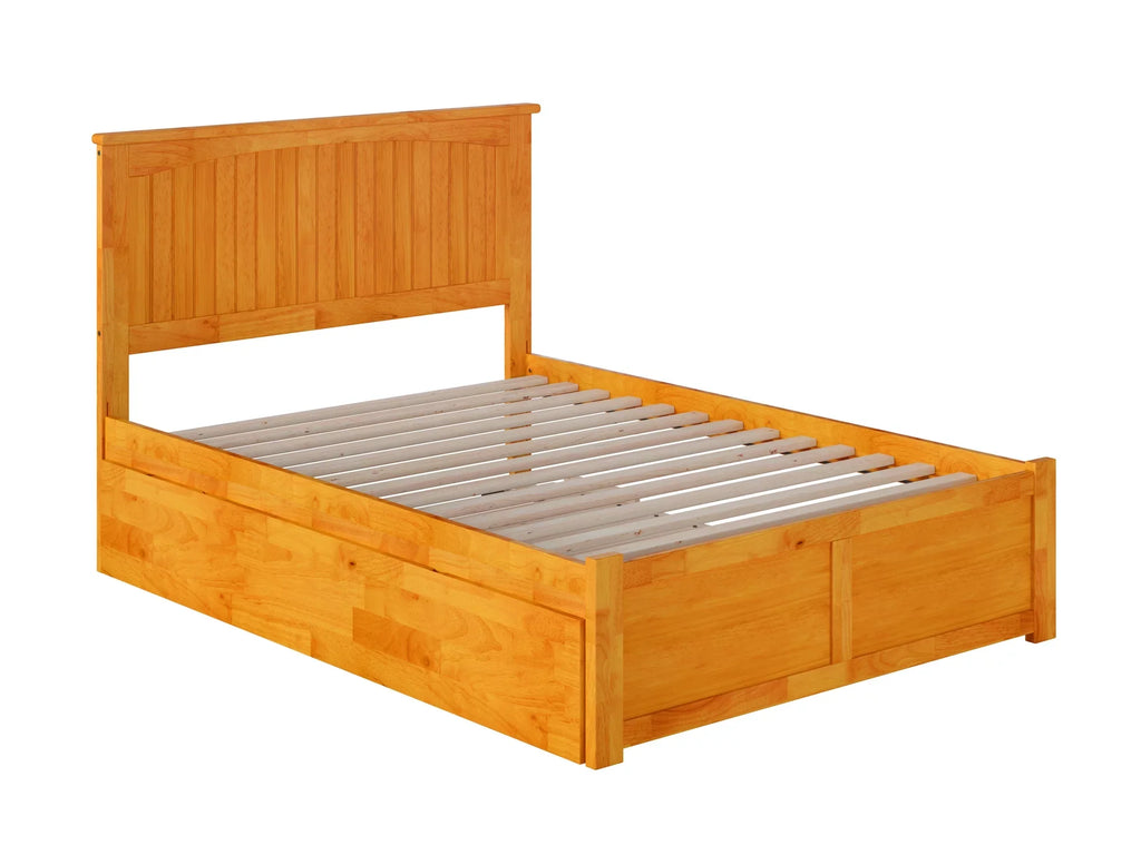 AFI Nantucket Full Size PLatitudeform Bed with Panel Footboard and Full Size Trundle in Caramel Latte