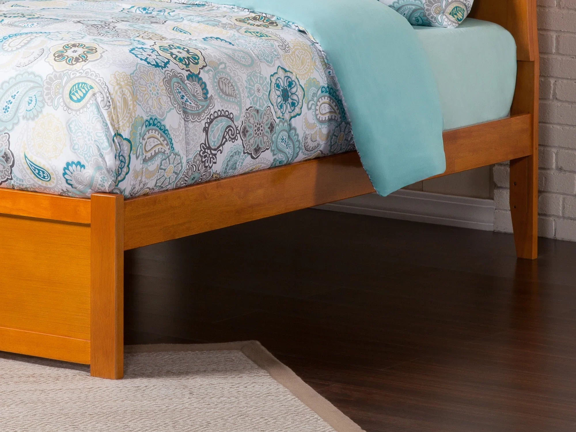AFI Nantucket Full Size PLatitudeform Bed with Panel Footboard and Full Size Trundle in Caramel Latte