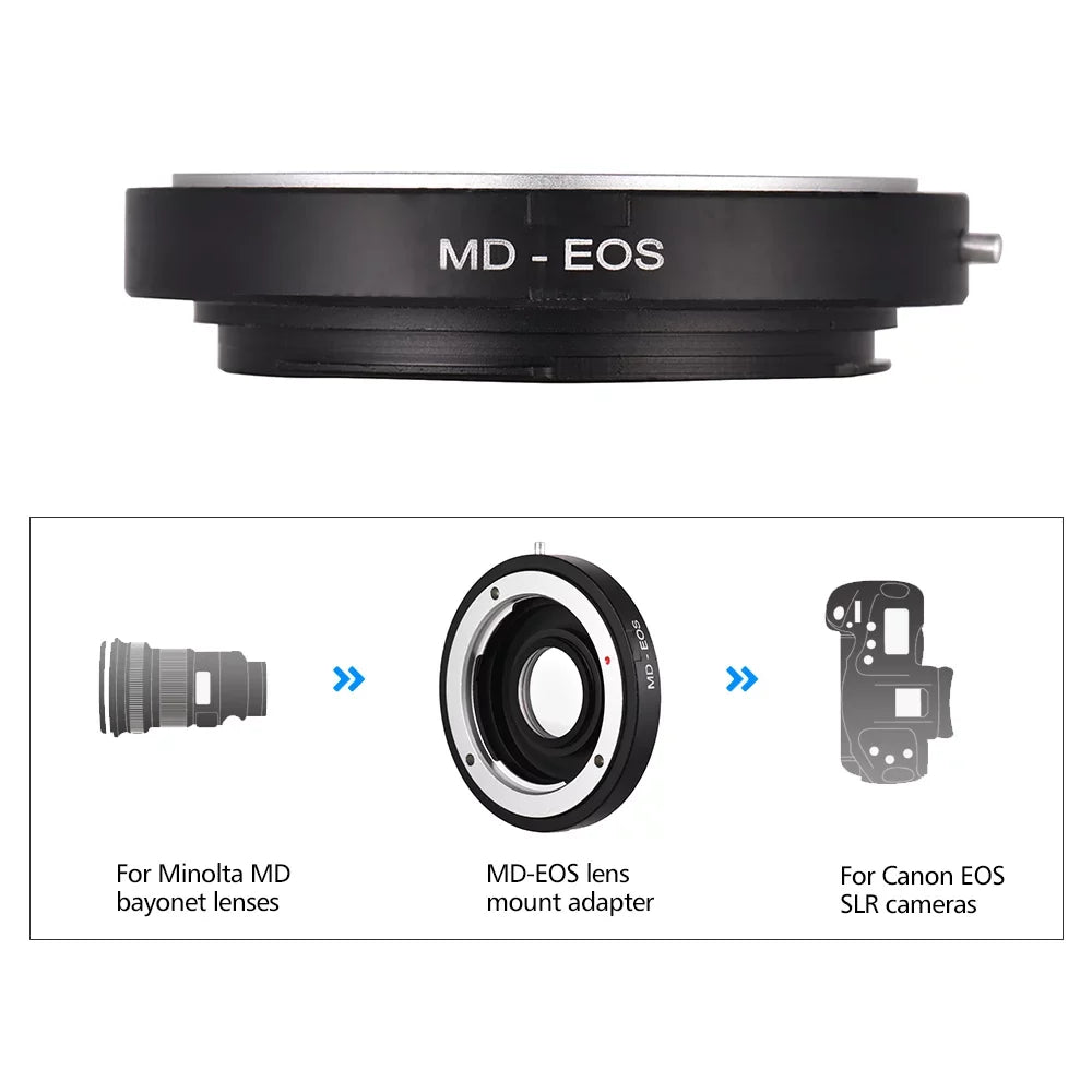 Andoer MD- Lens Mount Adapter Ring with Corrective Lens for Minolta MD Lens to Fit for EF Focus Infinity