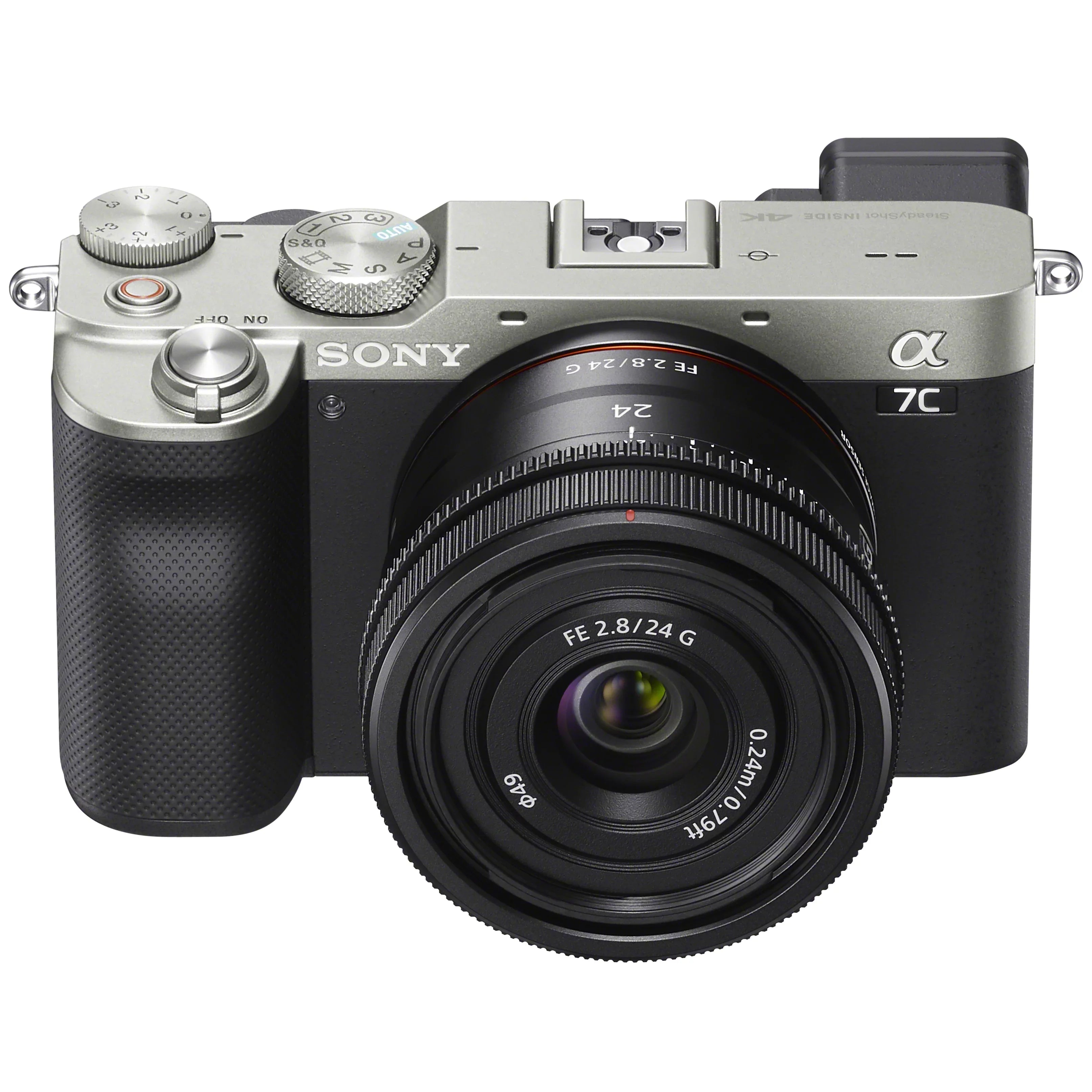 a7C Mirrorless Full Frame Camera Body with  FE 24mm F2.8 G Compact Lens SEL24F28G Silver ILCE7C/S Bundle with Deco Gear Photography Backpack Case + Microphone + LED + Monopod and Accessories